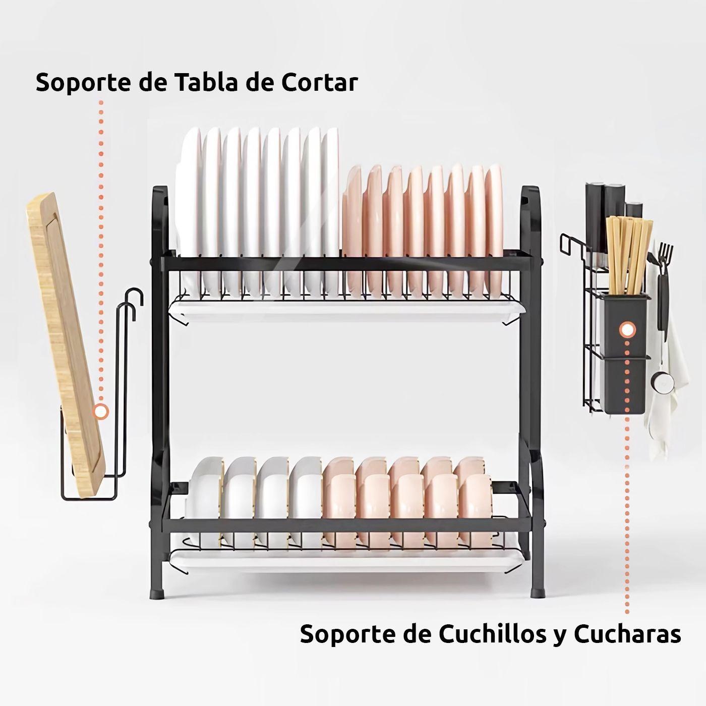 Secador Escurridor De Platos Loza Vajilla 2 Niveles Secaplato Cocina-2