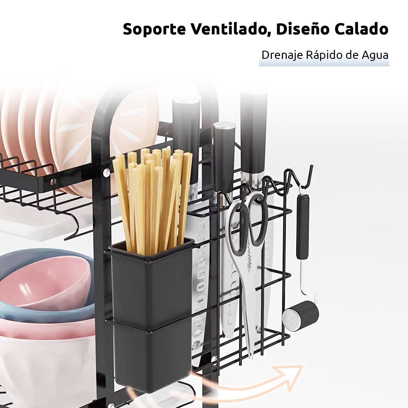 Secador Escurridor De Platos Loza Vajilla 2 Niveles Secaplato Cocina-4