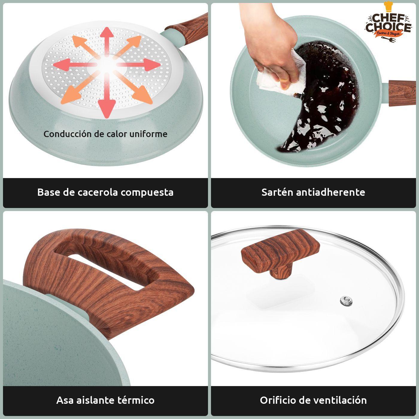 Bateria Cocina Aluminio Granito Antiadherente Cacerolas 10pcs Verde-5