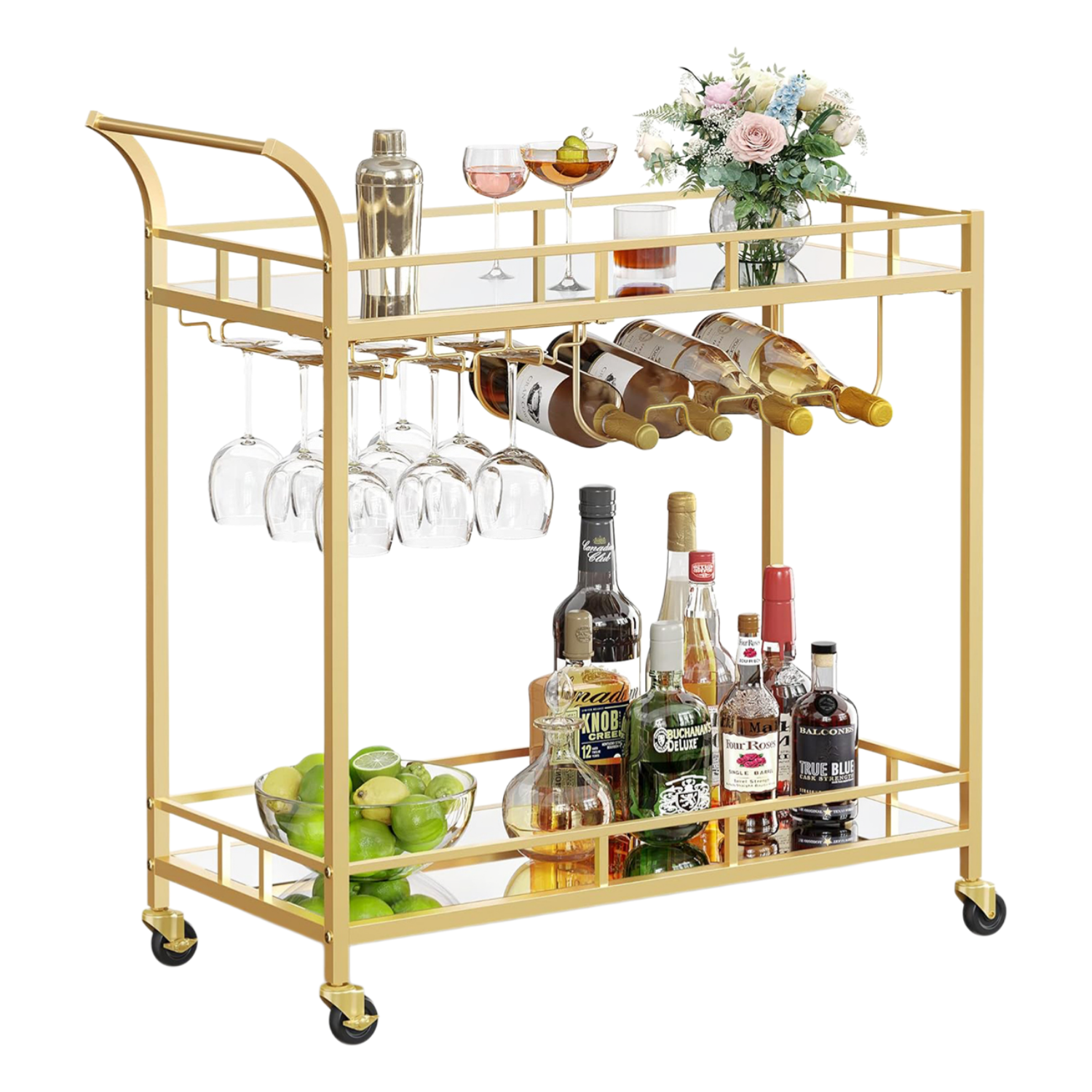 Carro Bar Cocina Organizador Con Asa Ruedas 2 Niveles Acero-0