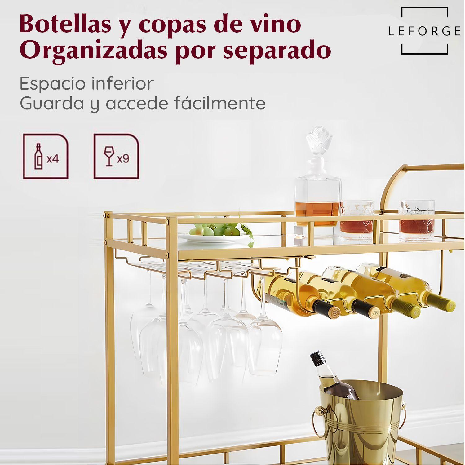 Carro Bar Cocina Organizador Con Asa Ruedas 2 Niveles Acero-6