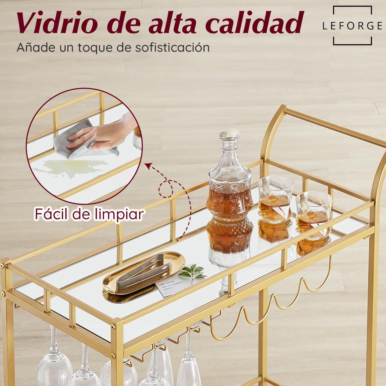 Carro Bar Cocina Organizador Con Asa Ruedas 2 Niveles Acero-7