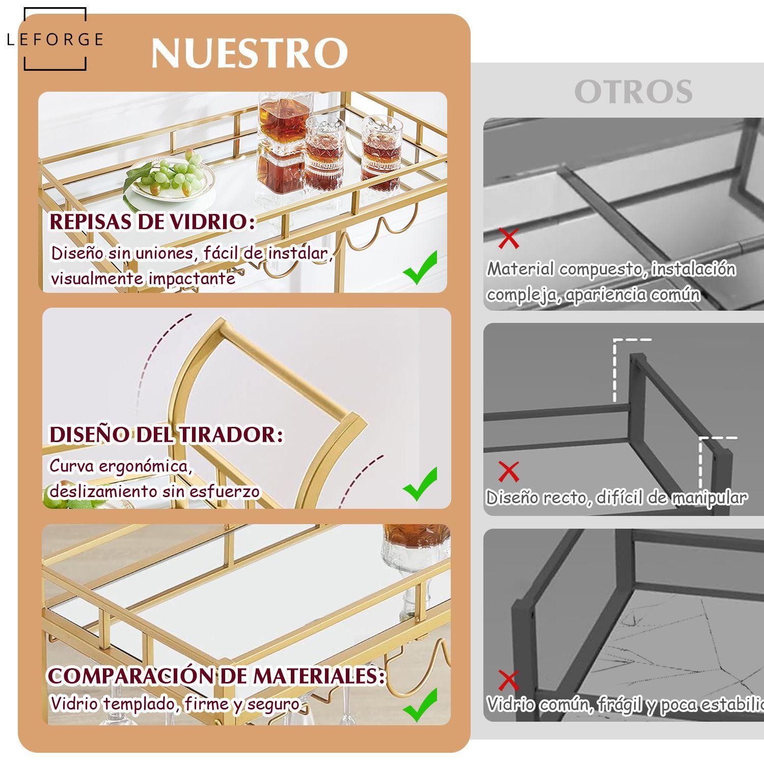 Carro Bar Cocina Organizador Con Asa Ruedas 2 Niveles Acero-8