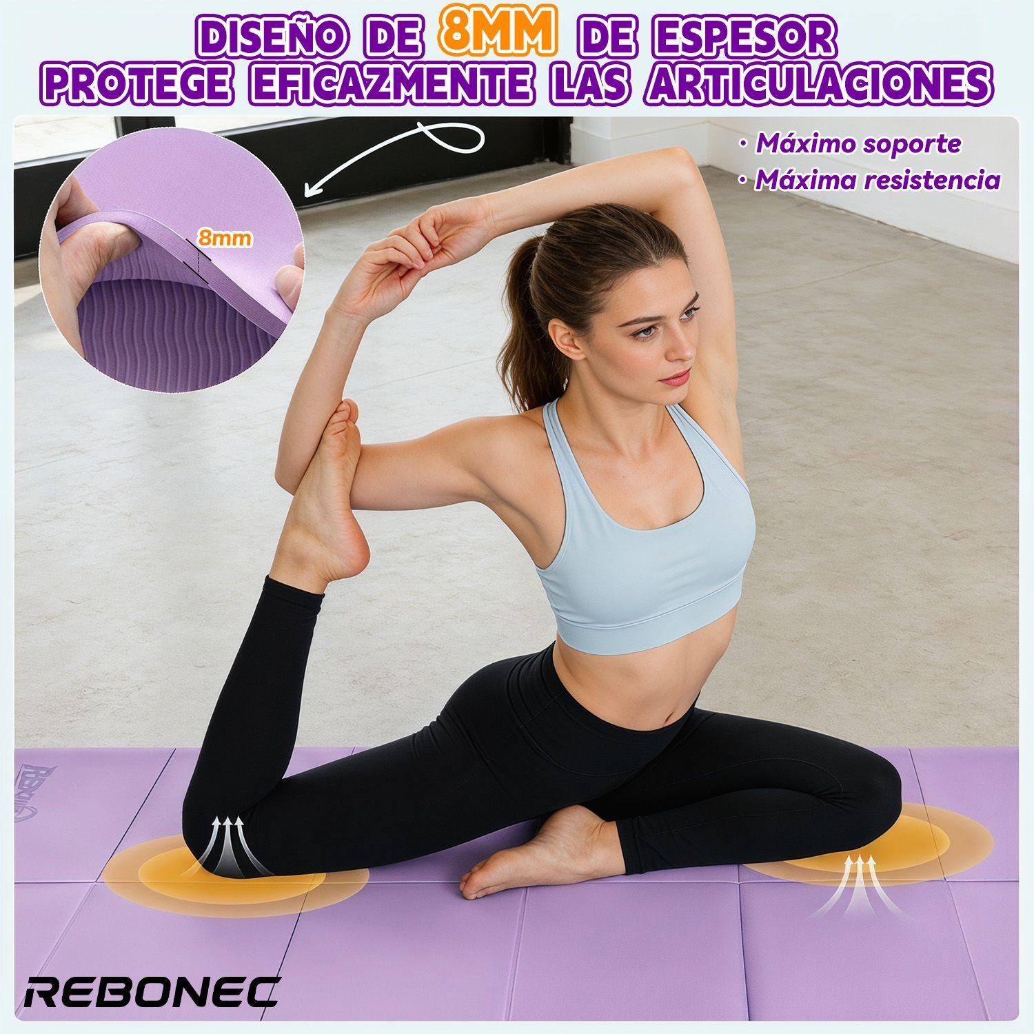 Colchoneta Mat Yoga Deportiva Plegable Tpe Grueso 8mm Morado-3