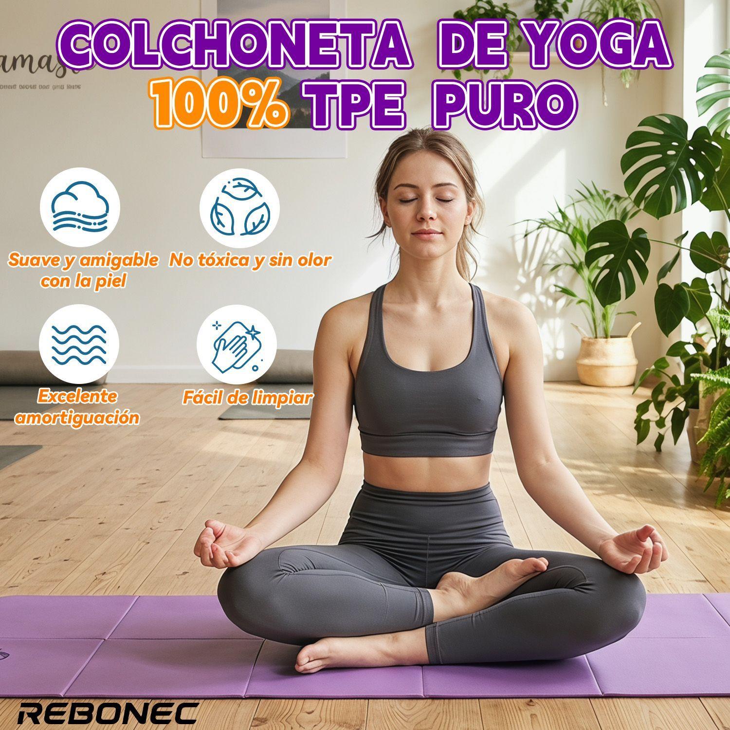 Colchoneta Mat Yoga Deportiva Plegable Tpe Grueso 8mm Morado-4