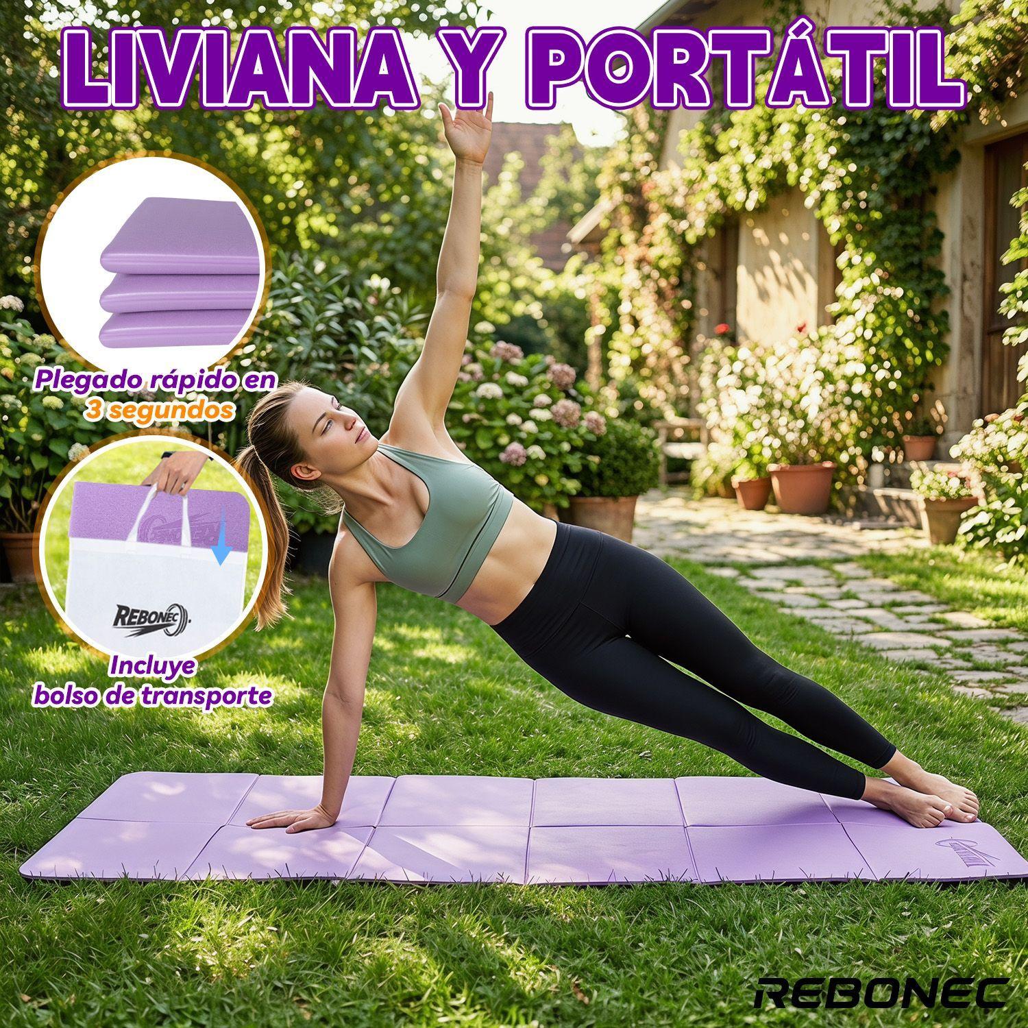 Colchoneta Mat Yoga Deportiva Plegable Tpe Grueso 8mm Morado-5