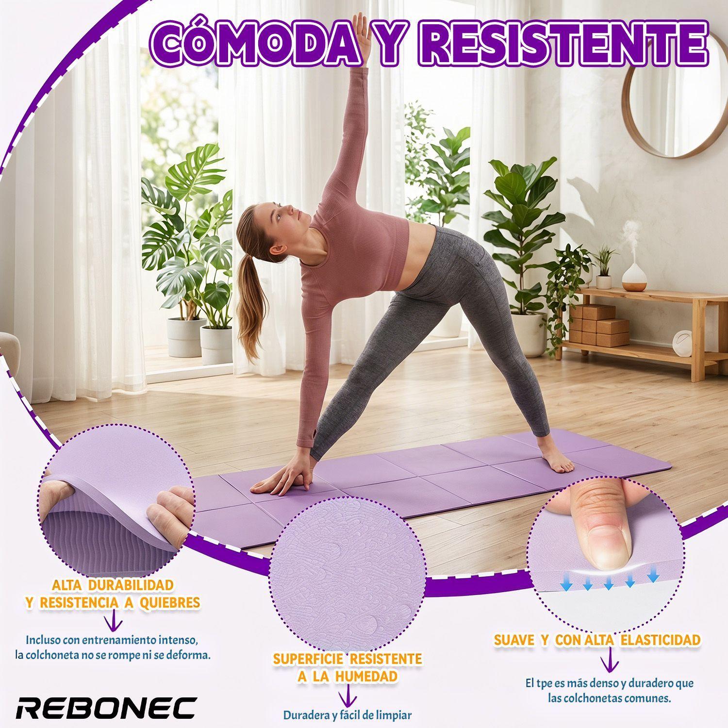 Colchoneta Mat Yoga Deportiva Plegable Tpe Grueso 8mm Morado-6