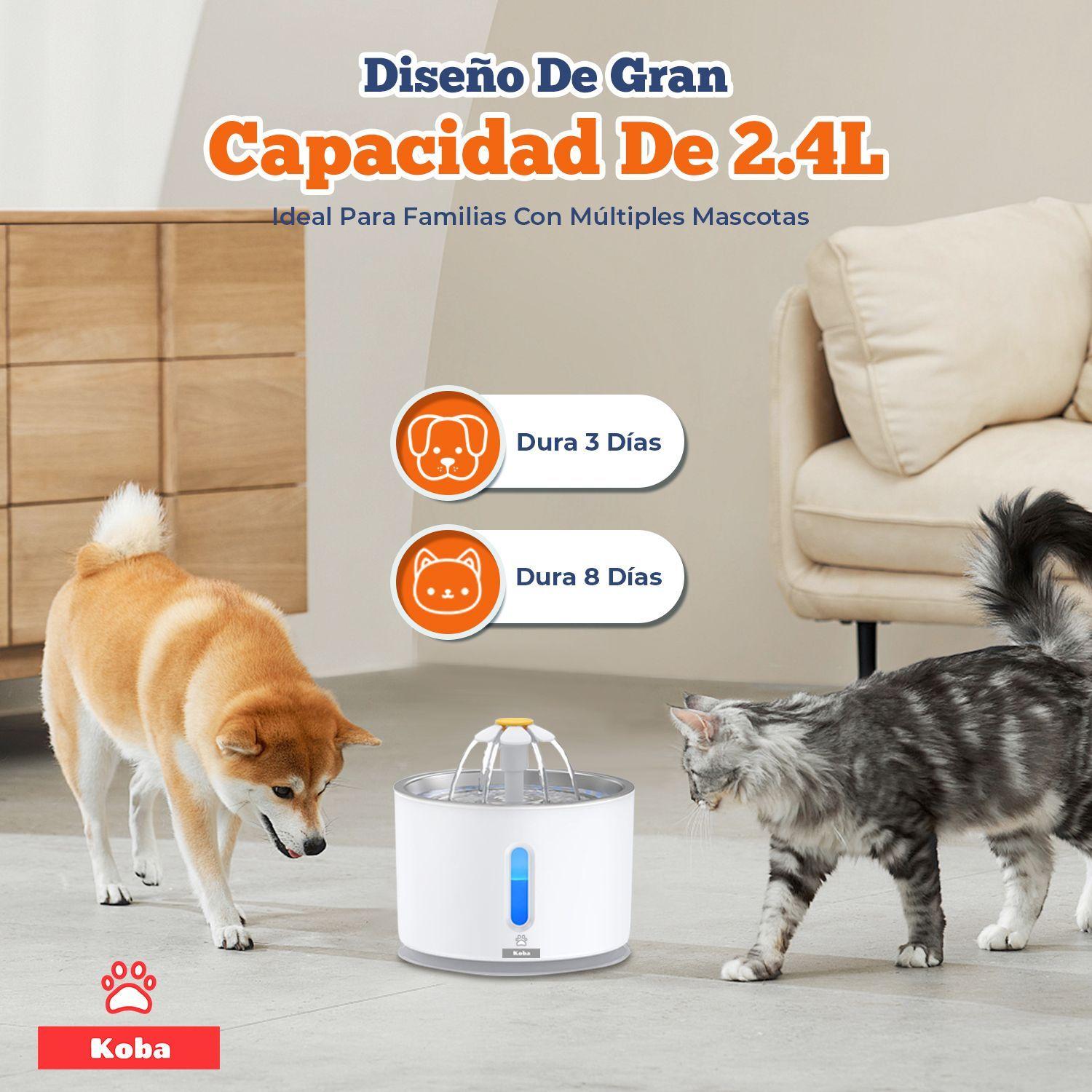 Bebedero Electrico Gato Perro Fuente Agua 2400ml 1 Filtro-5