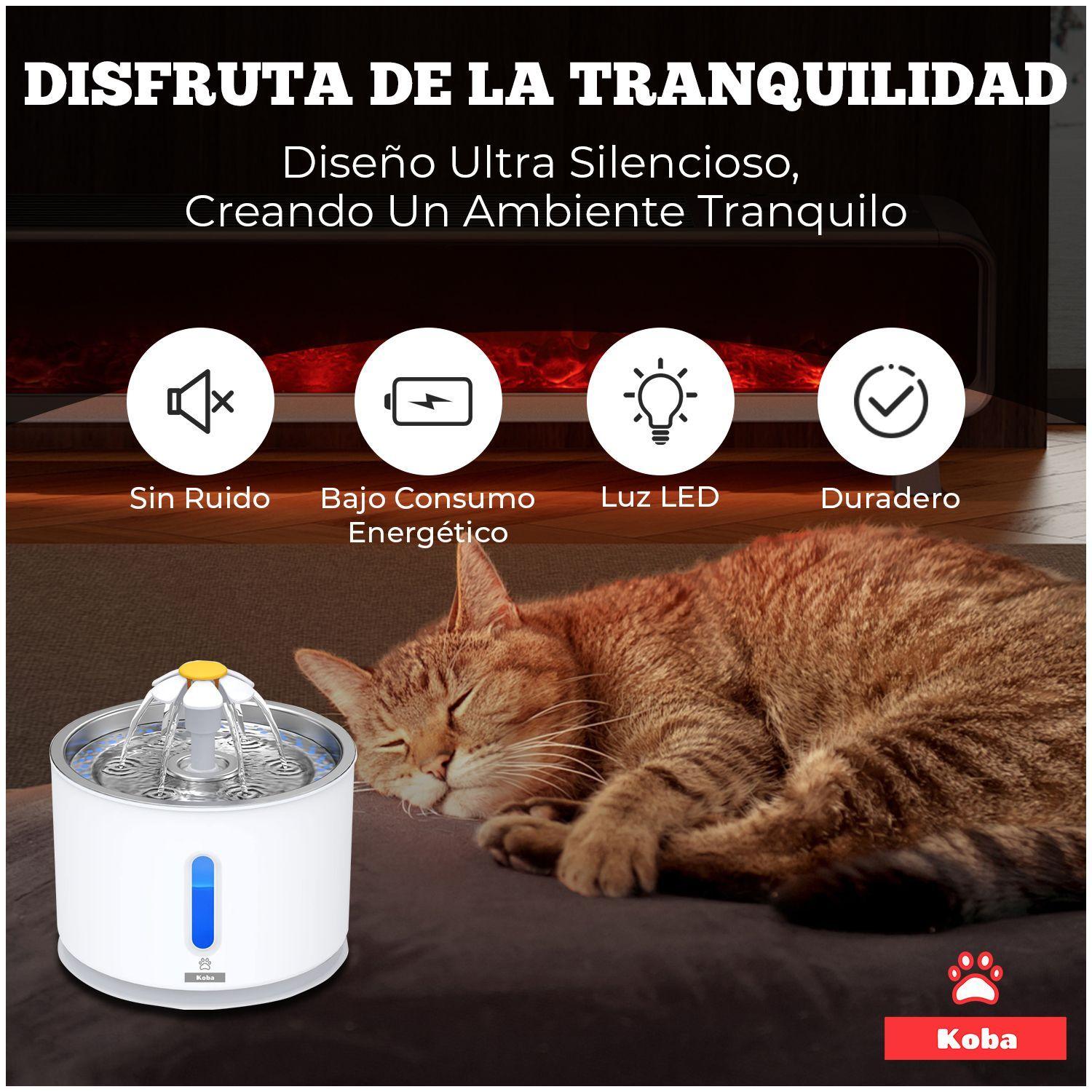 Bebedero Electrico Gato Perro Fuente Agua 2400ml 1 Filtro-6