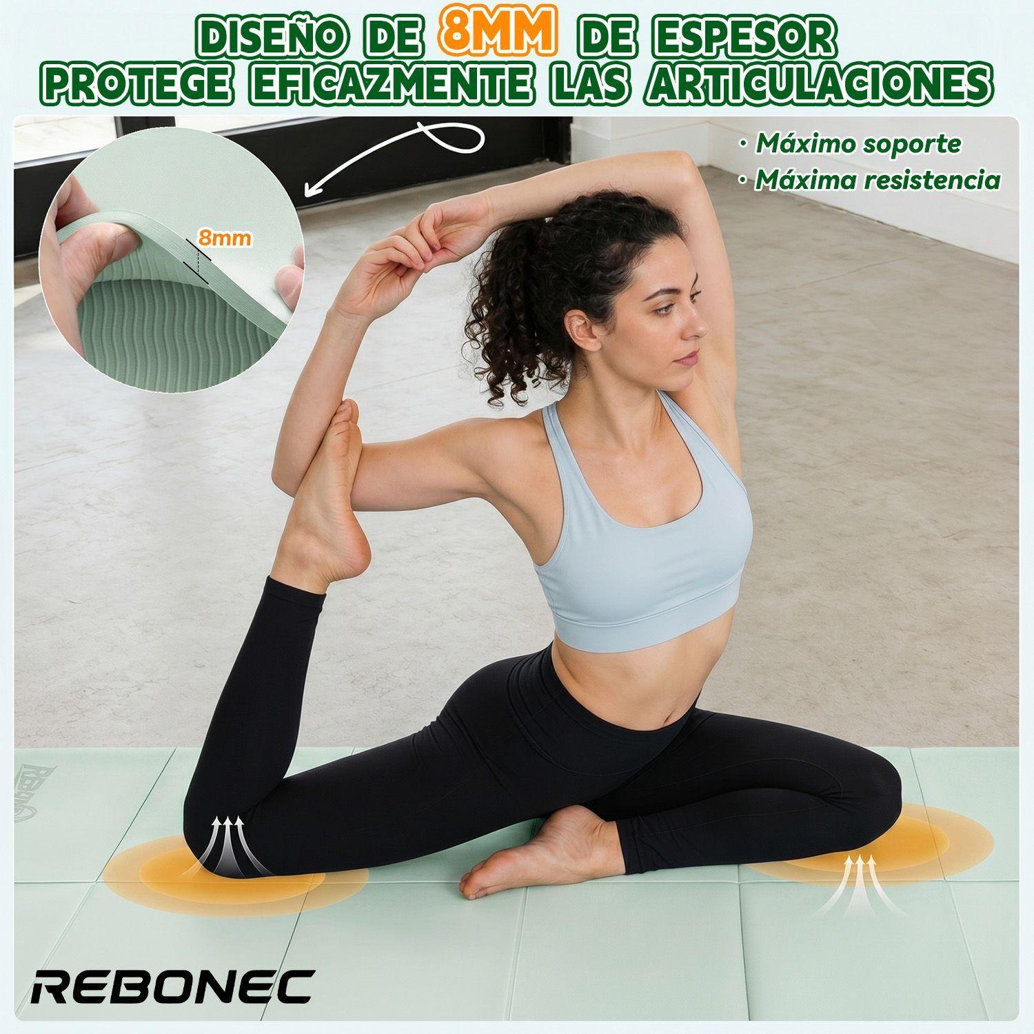 Colchoneta Mat Yoga Deportiva Plegable Tpe Grueso 8mm Verde-3