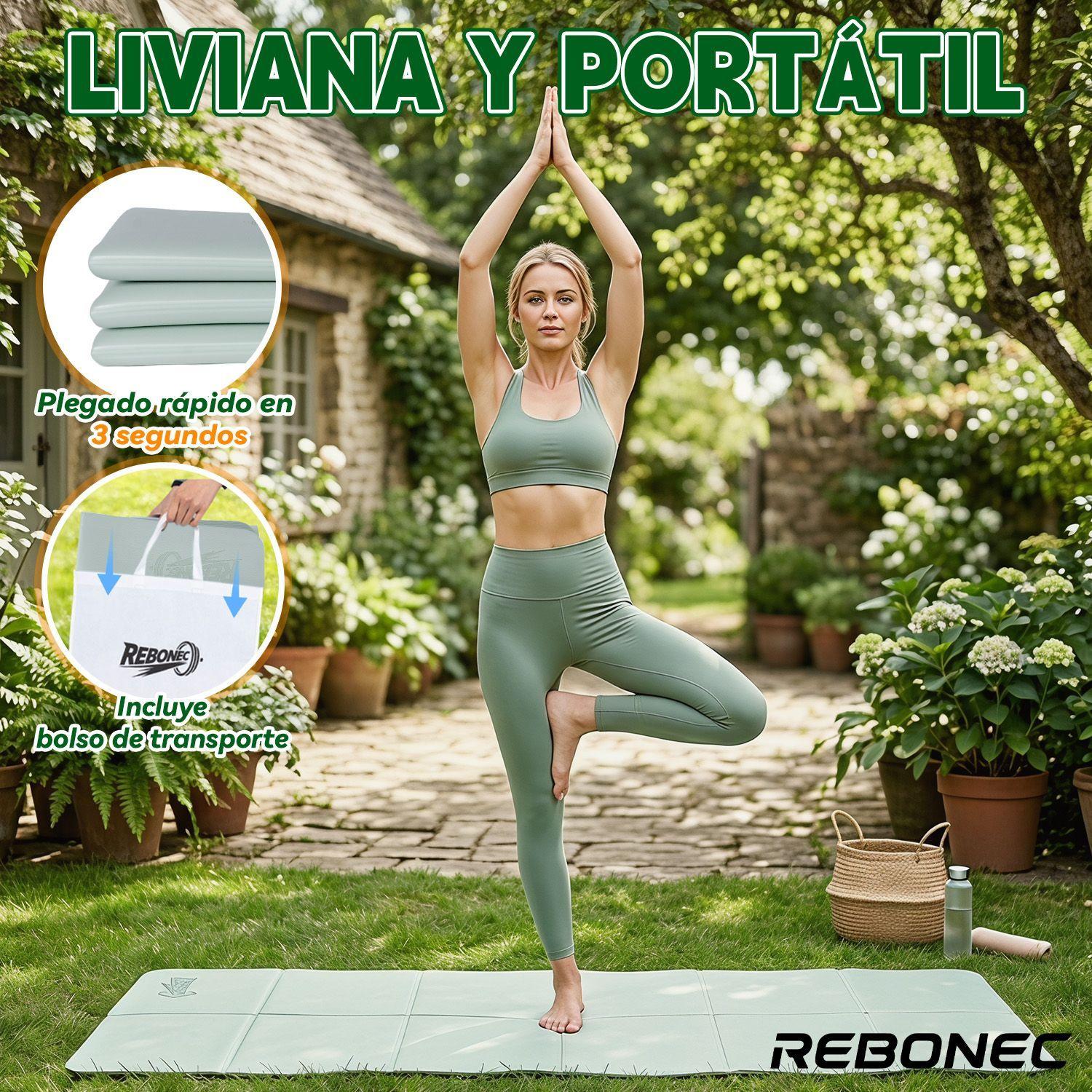 Colchoneta Mat Yoga Deportiva Plegable Tpe Grueso 8mm Verde-5
