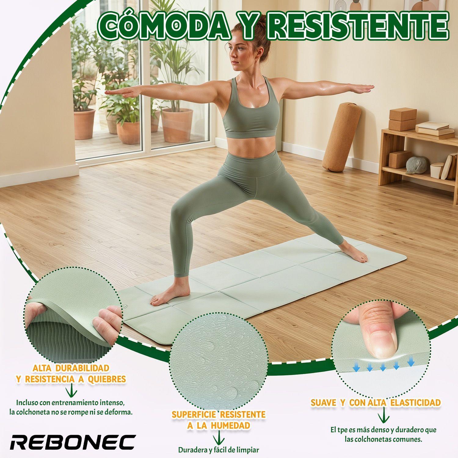 Colchoneta Mat Yoga Deportiva Plegable Tpe Grueso 8mm Verde-6