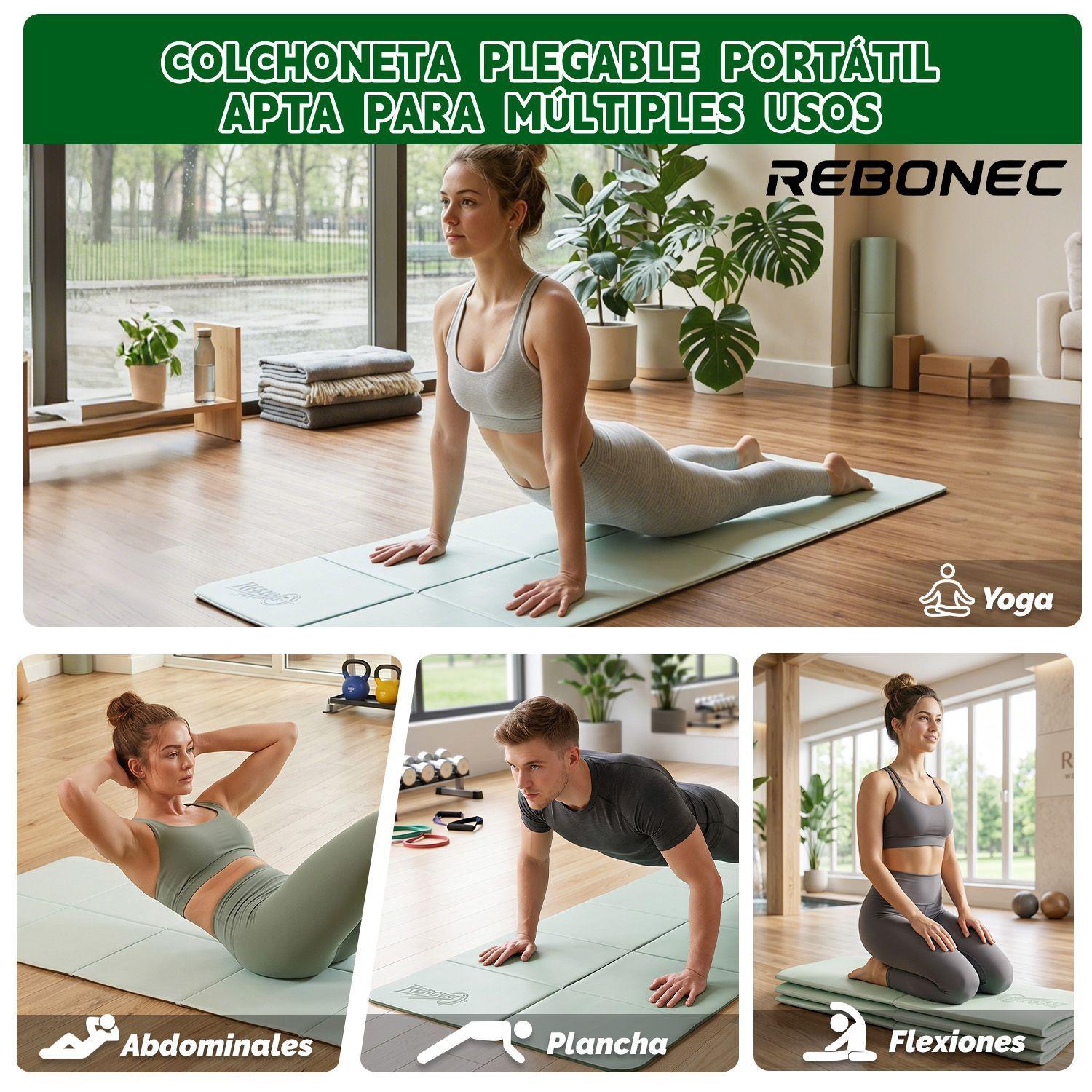 Colchoneta Mat Yoga Deportiva Plegable Tpe Grueso 8mm Verde-7