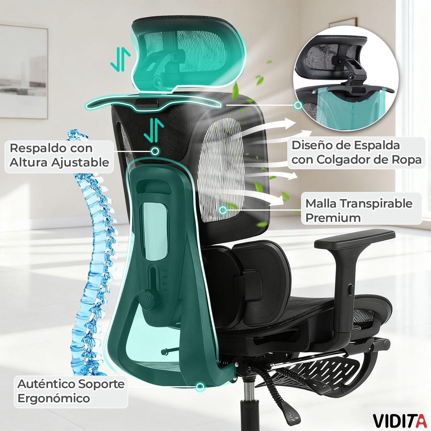 Silla Escritorio Proteo Super Ergon mica Con Malla Aerovith-8