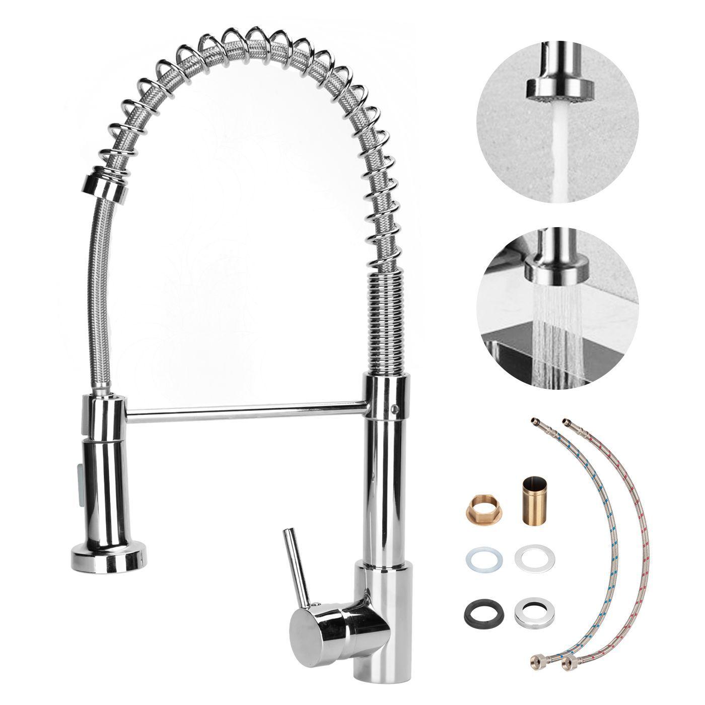 Llave Monomando Lavaplatos Cocina Grifo Flexible Plateado-1