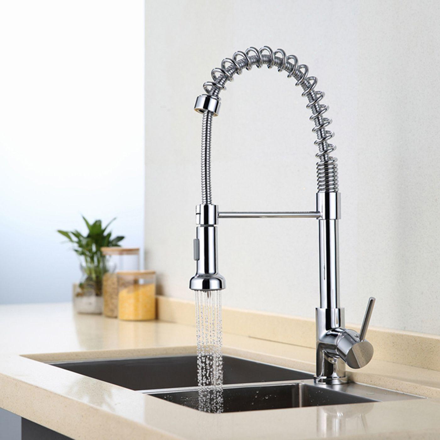 Llave Monomando Lavaplatos Cocina Grifo Flexible Plateado-4