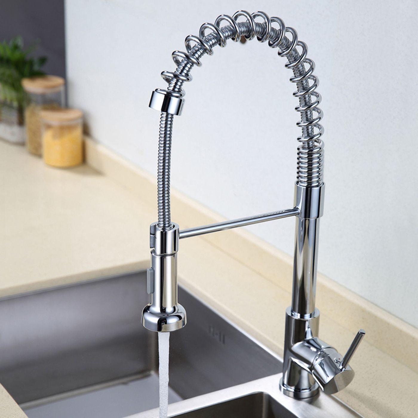 Llave Monomando Lavaplatos Cocina Grifo Flexible Plateado-5