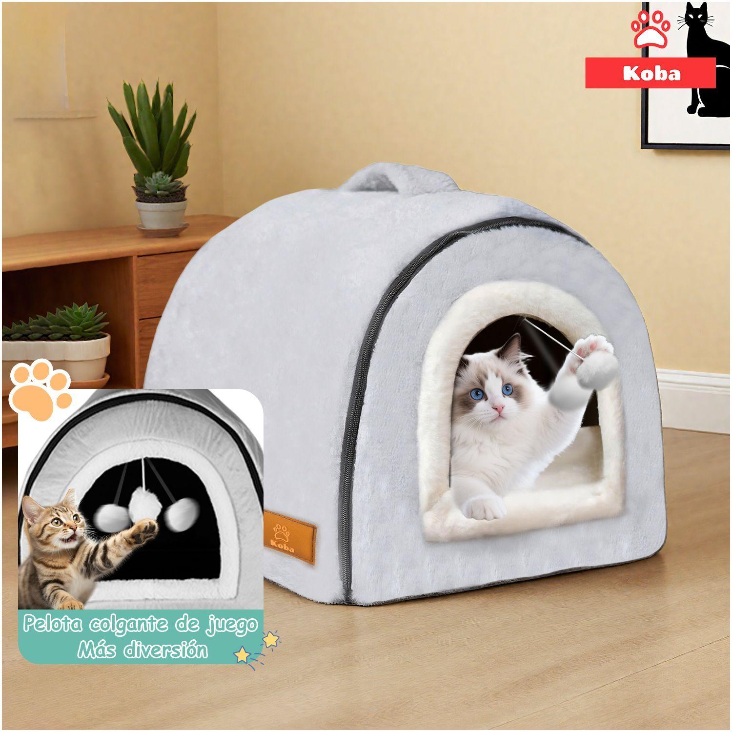 2 En 1 Cama Y Casa Iglu Gatos Perros Portatil Con Cojin Bola-6