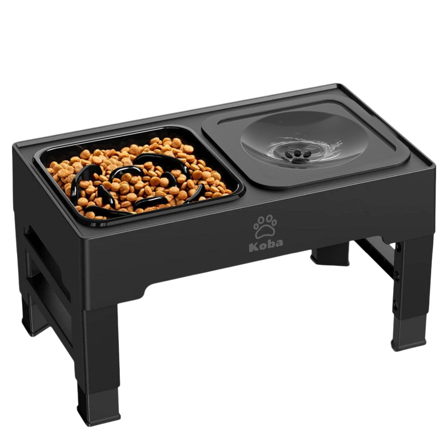 2 En 1 Comedero Bebedero Elevado Para Perro Gato 1400 1400ml Negro-0