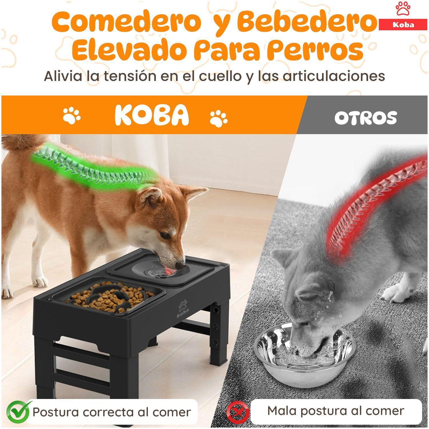 2 En 1 Comedero Bebedero Elevado Para Perro Gato 1400 1400ml Negro-2