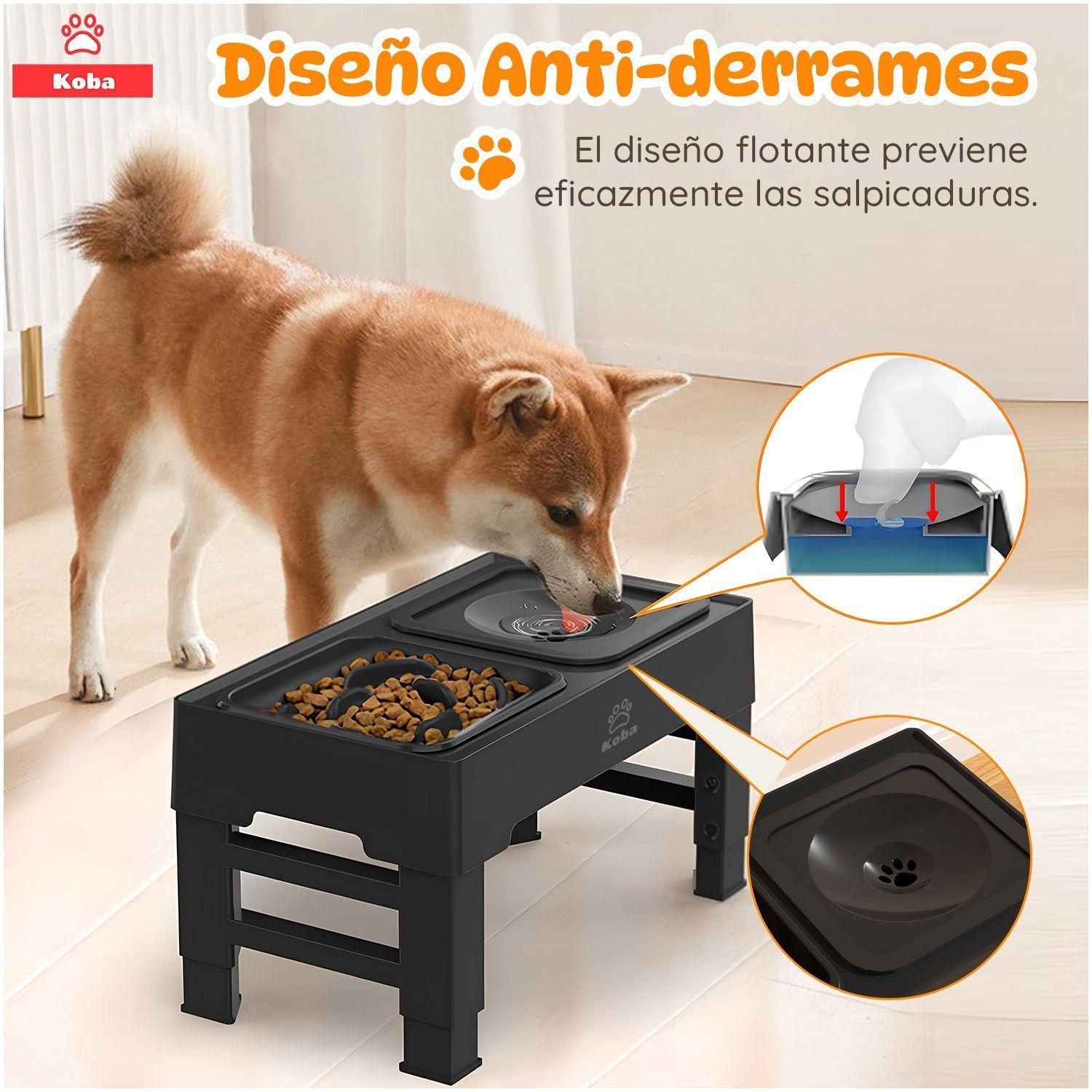 2 En 1 Comedero Bebedero Elevado Para Perro Gato 1400 1400ml Negro-4