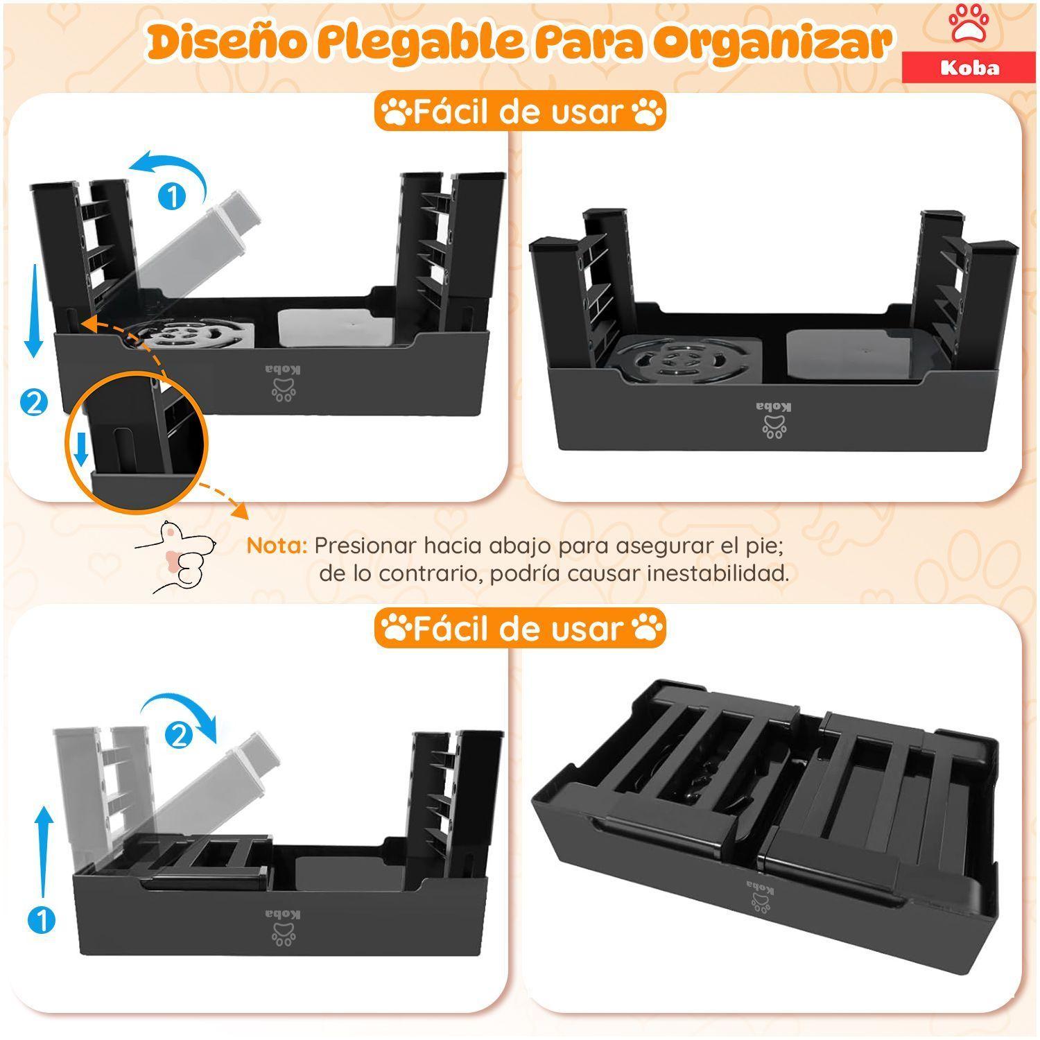 2 En 1 Comedero Bebedero Elevado Para Perro Gato 1400 1400ml Negro-6