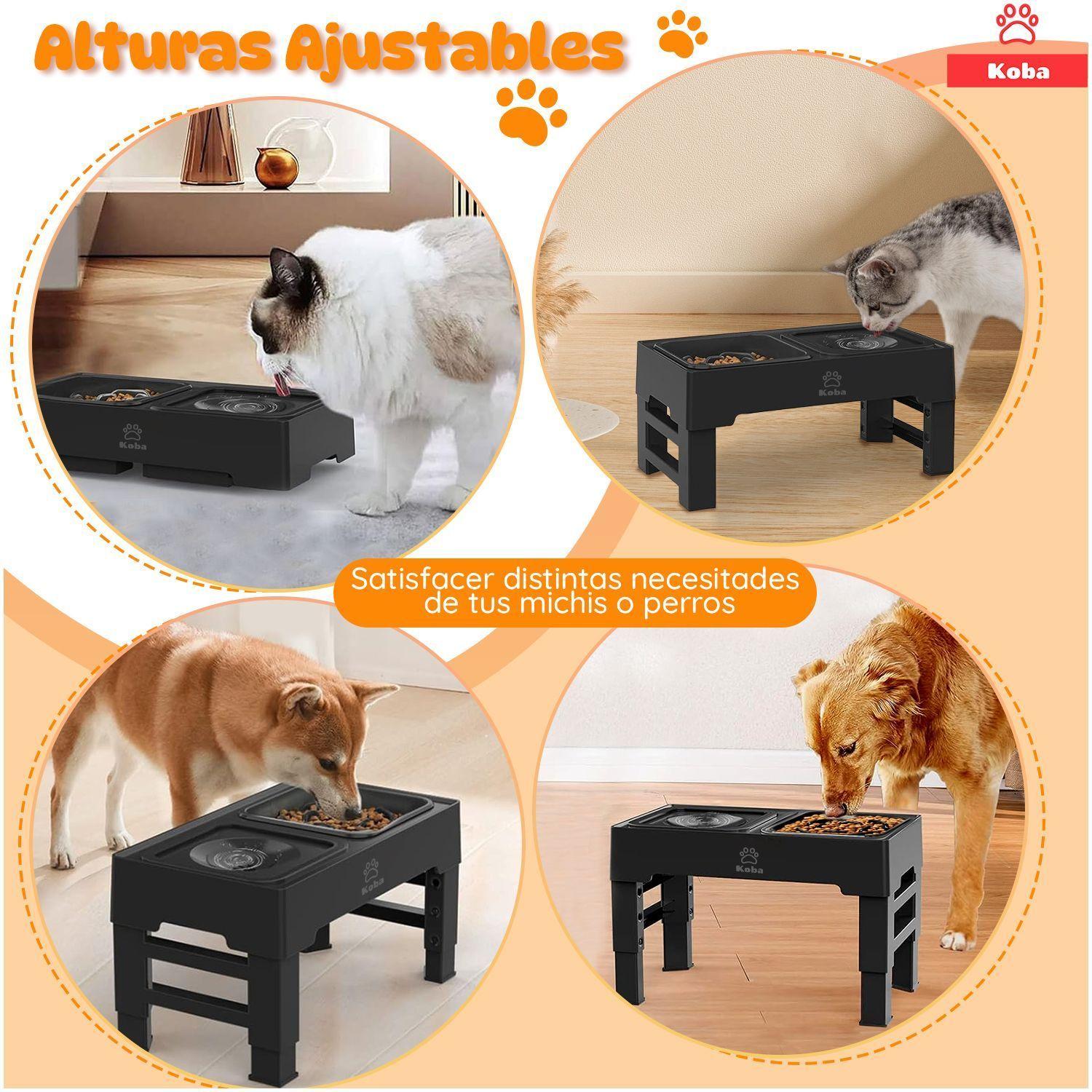 2 En 1 Comedero Bebedero Elevado Para Perro Gato 1400 1400ml Negro-7