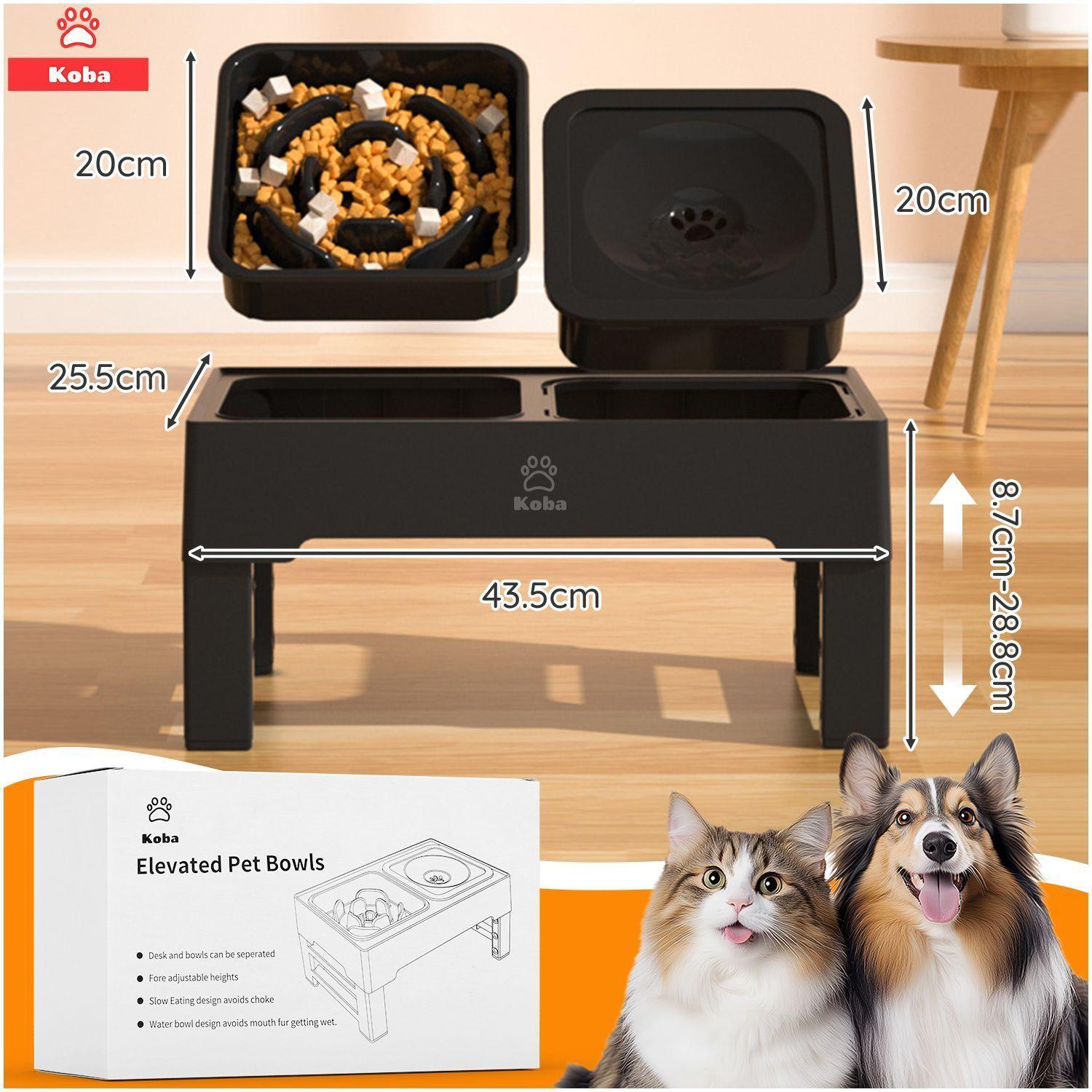 2 En 1 Comedero Bebedero Elevado Para Perro Gato 1400 1400ml Negro-9
