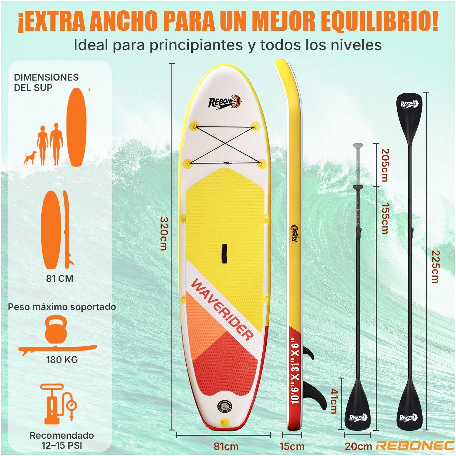 Set Tabla Stand Up Paddle Surf Inflable Navia 320x81x15cm-2