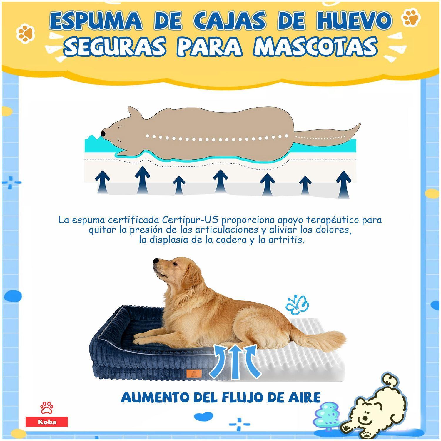 Cama Antiestres Perro Colchon Ortopedica 90x63cm Azul Marino-4