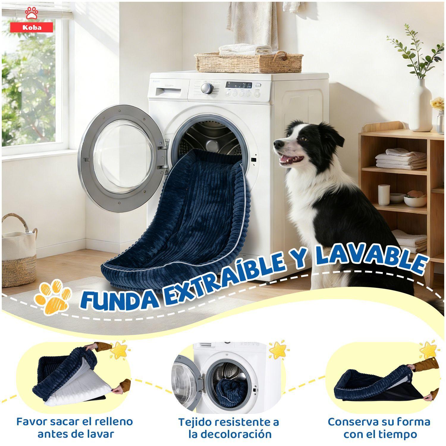 Cama Antiestres Perro Colchon Ortopedica 90x63cm Azul Marino-8