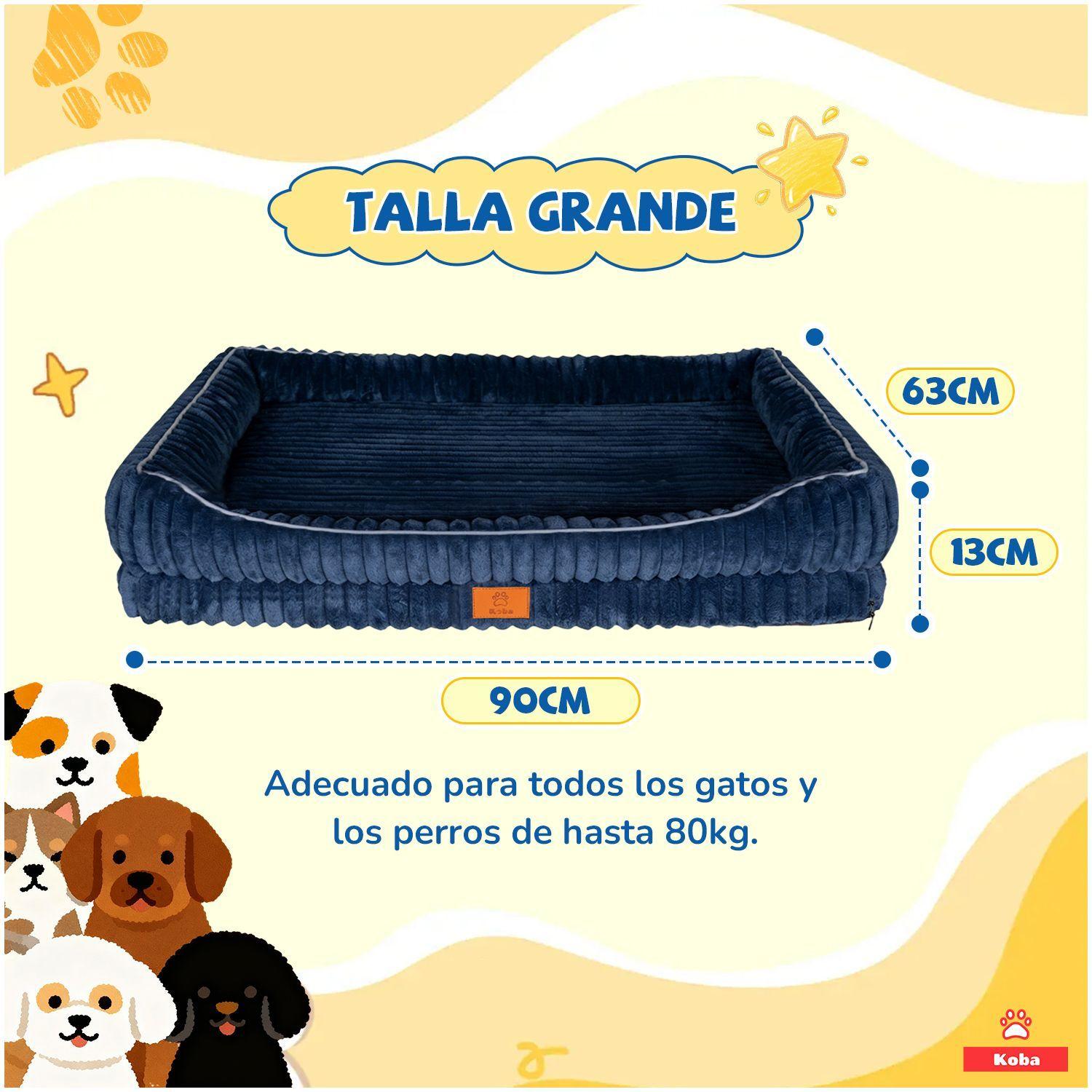 Cama Antiestres Perro Colchon Ortopedica 90x63cm Azul Marino-9