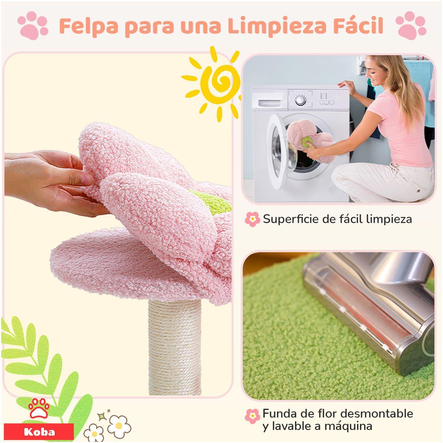 Torre Rascador Para Gatos Casa De Michis Floral Enorme 183cm Color Rosa Con Verde-4