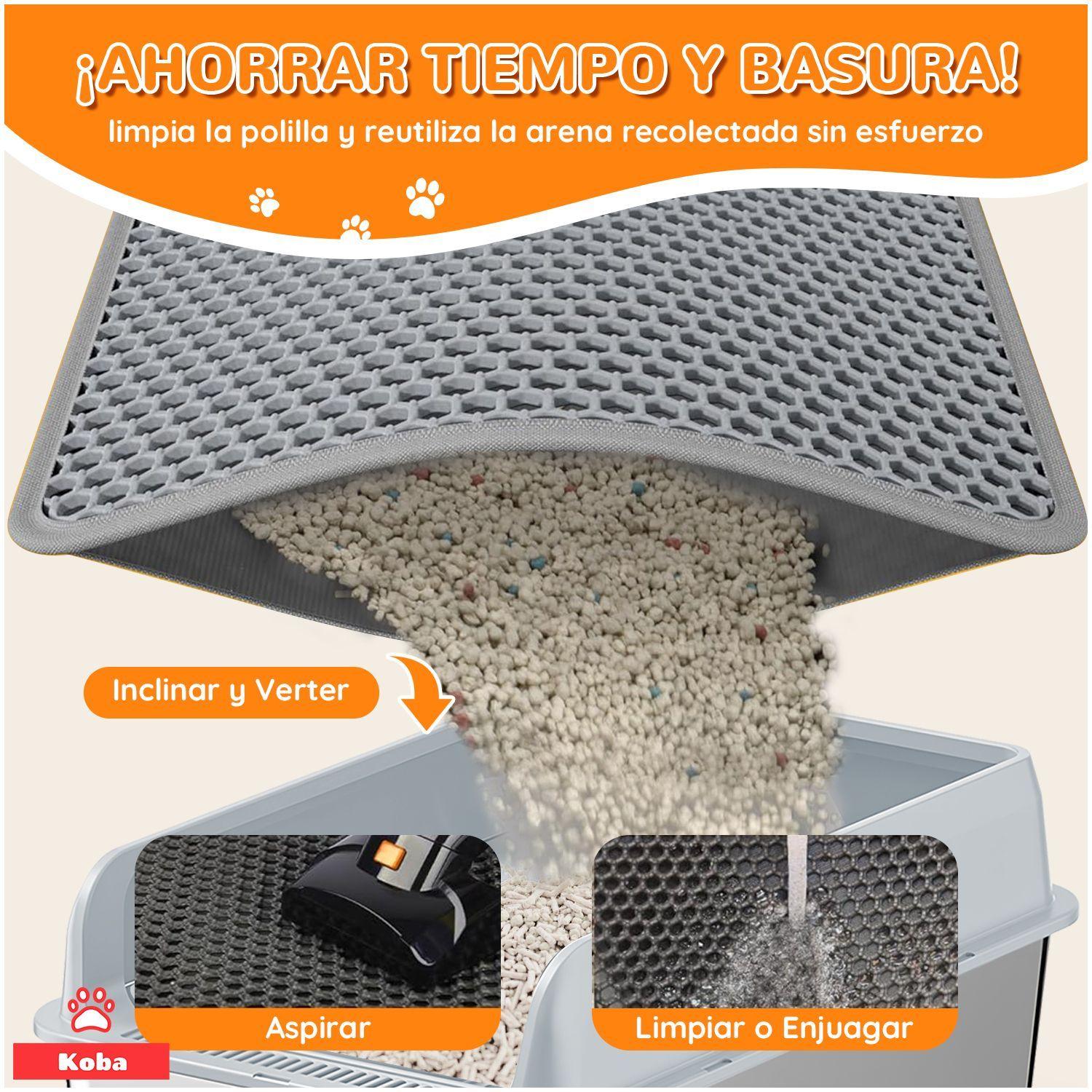 Alfombra Atrapa Arena De Gatos Tapete Arenero Michis 60x45cm Gris-2