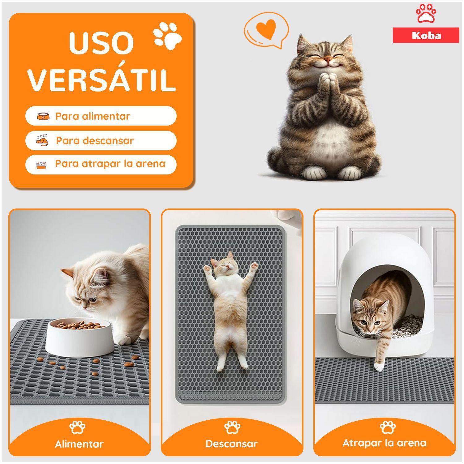 Alfombra Atrapa Arena De Gatos Tapete Arenero Michis 60x45cm Gris-3
