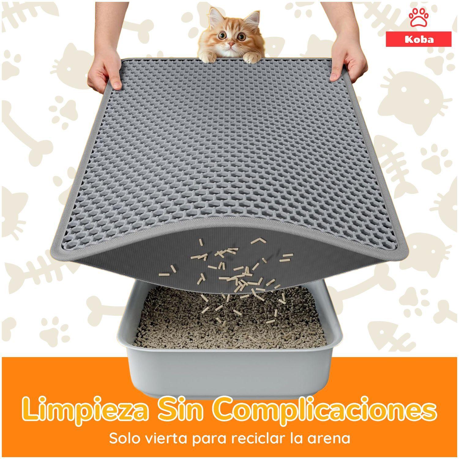 Alfombra Atrapa Arena De Gatos Tapete Arenero Michis 60x45cm Gris-6