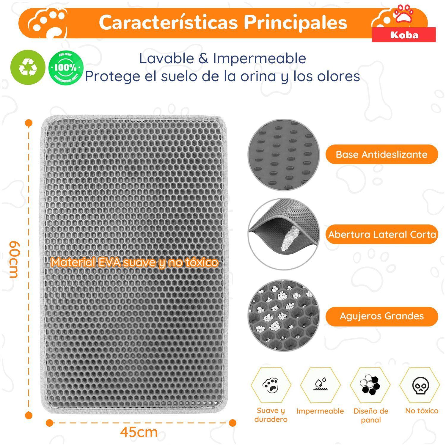 Alfombra Atrapa Arena De Gatos Tapete Arenero Michis 60x45cm Gris-8
