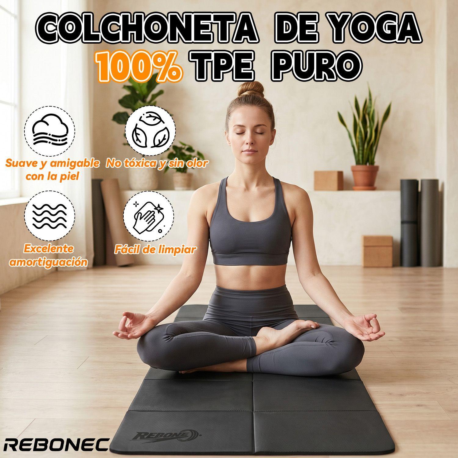 Colchoneta Mat Yoga Deportiva Plegable Tpe Grueso 8mm Negro-4