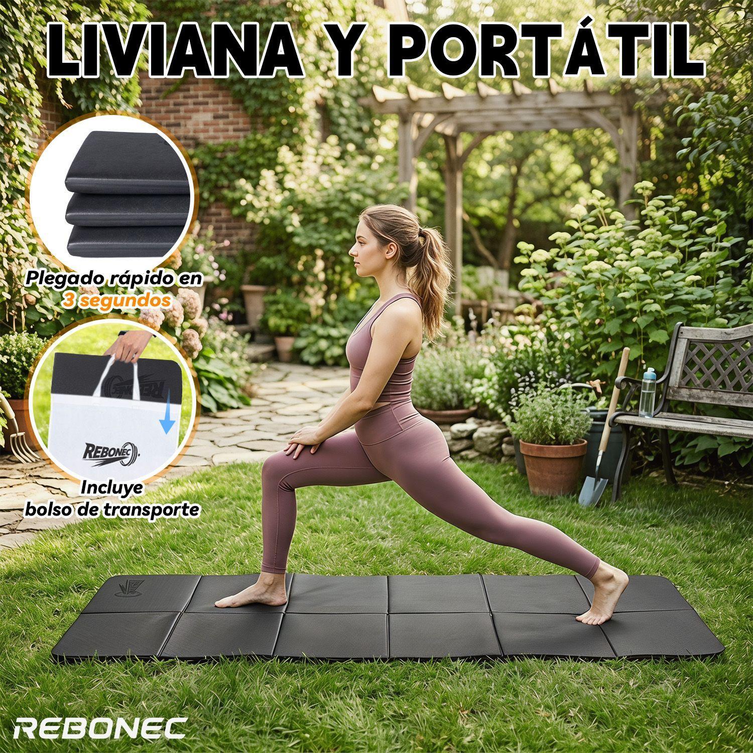 Colchoneta Mat Yoga Deportiva Plegable Tpe Grueso 8mm Negro-5