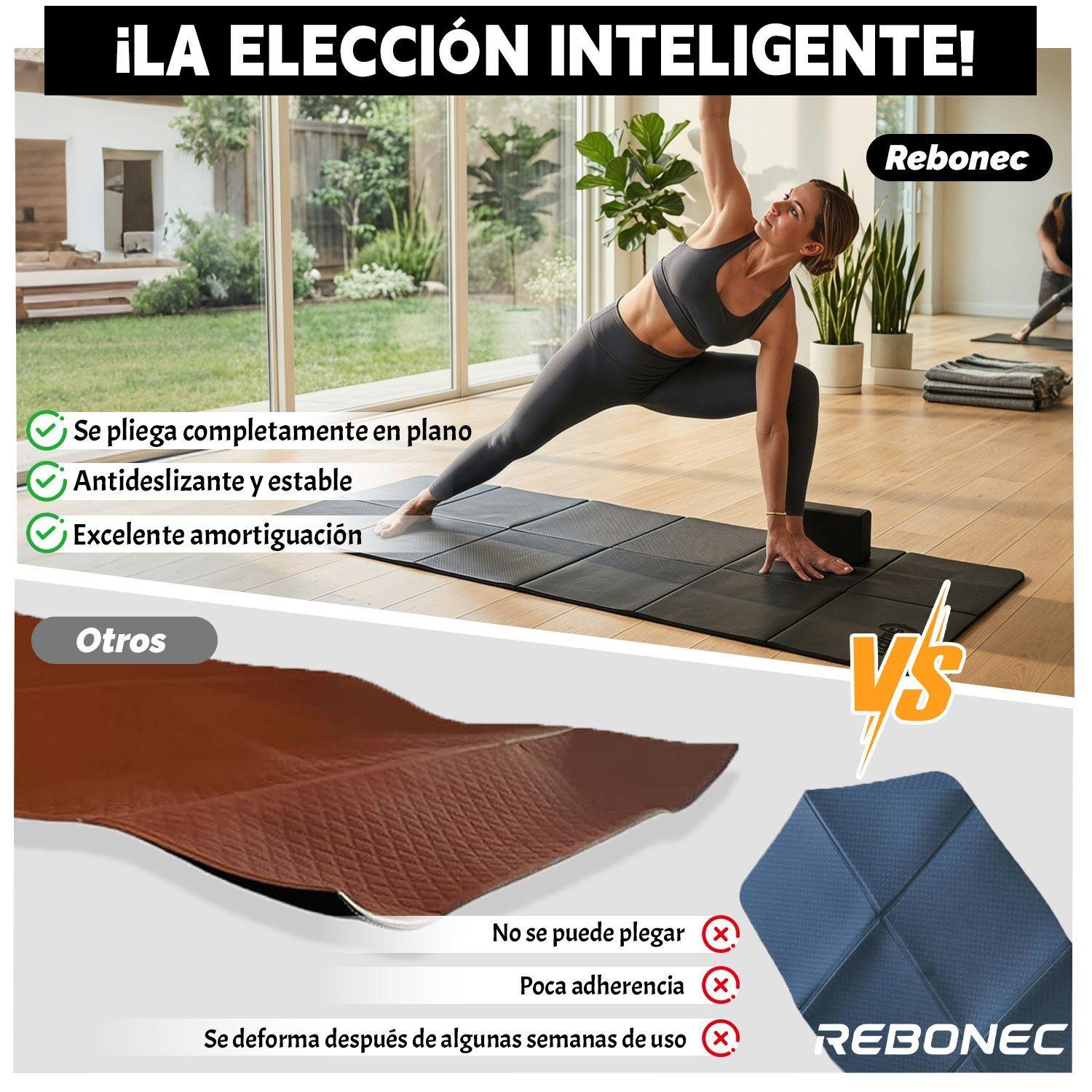Colchoneta Mat Yoga Deportiva Plegable Tpe Grueso 8mm Negro-8
