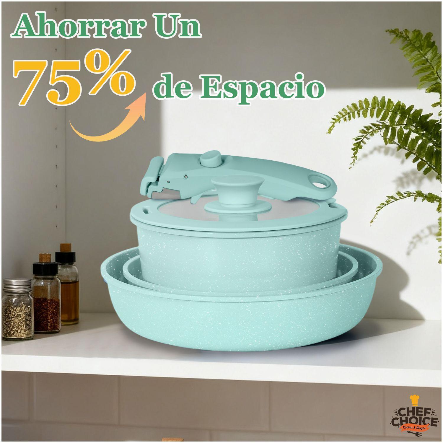 Bateria Cocina 5 Pcs Granito Antiadherente Smart Mango Verde Macaron-2