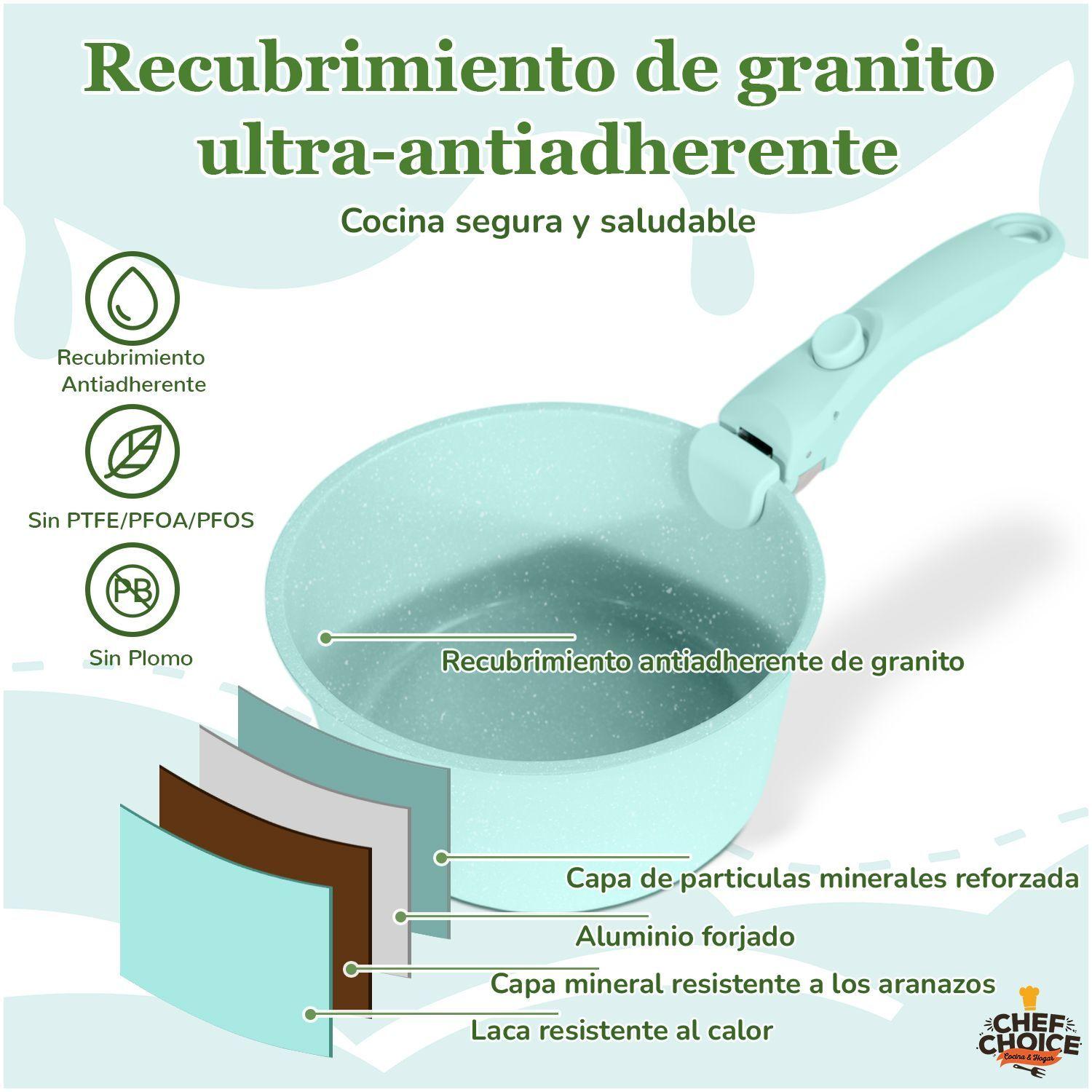 Bateria Cocina 5 Pcs Granito Antiadherente Smart Mango Verde Macaron-5