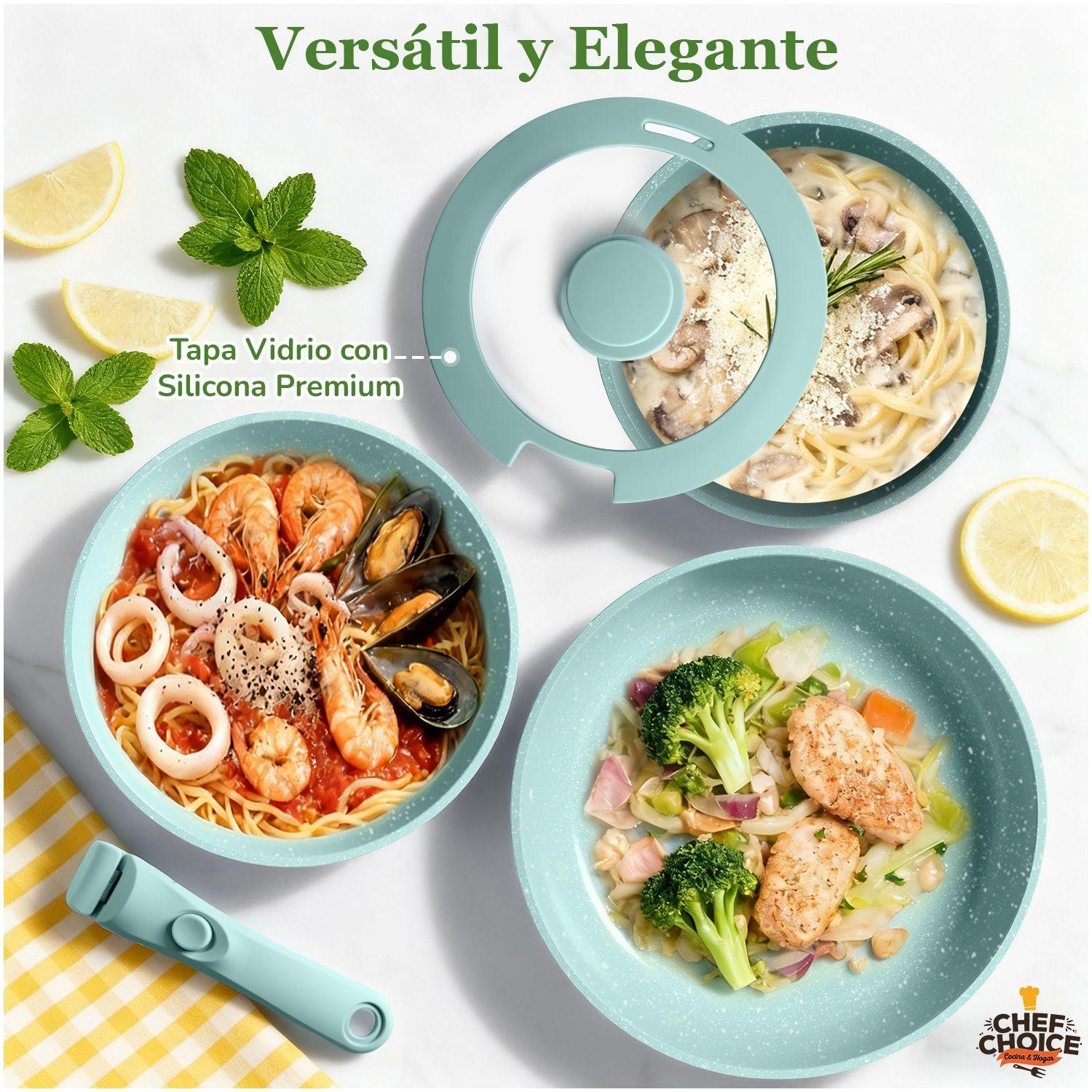 Bateria Cocina 5 Pcs Granito Antiadherente Smart Mango Verde Macaron-8