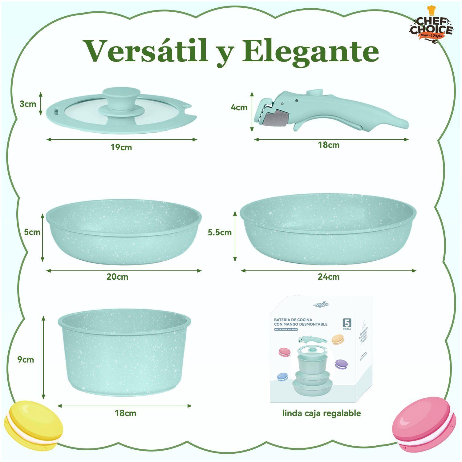 Bateria Cocina 5 Pcs Granito Antiadherente Smart Mango Verde Macaron-9