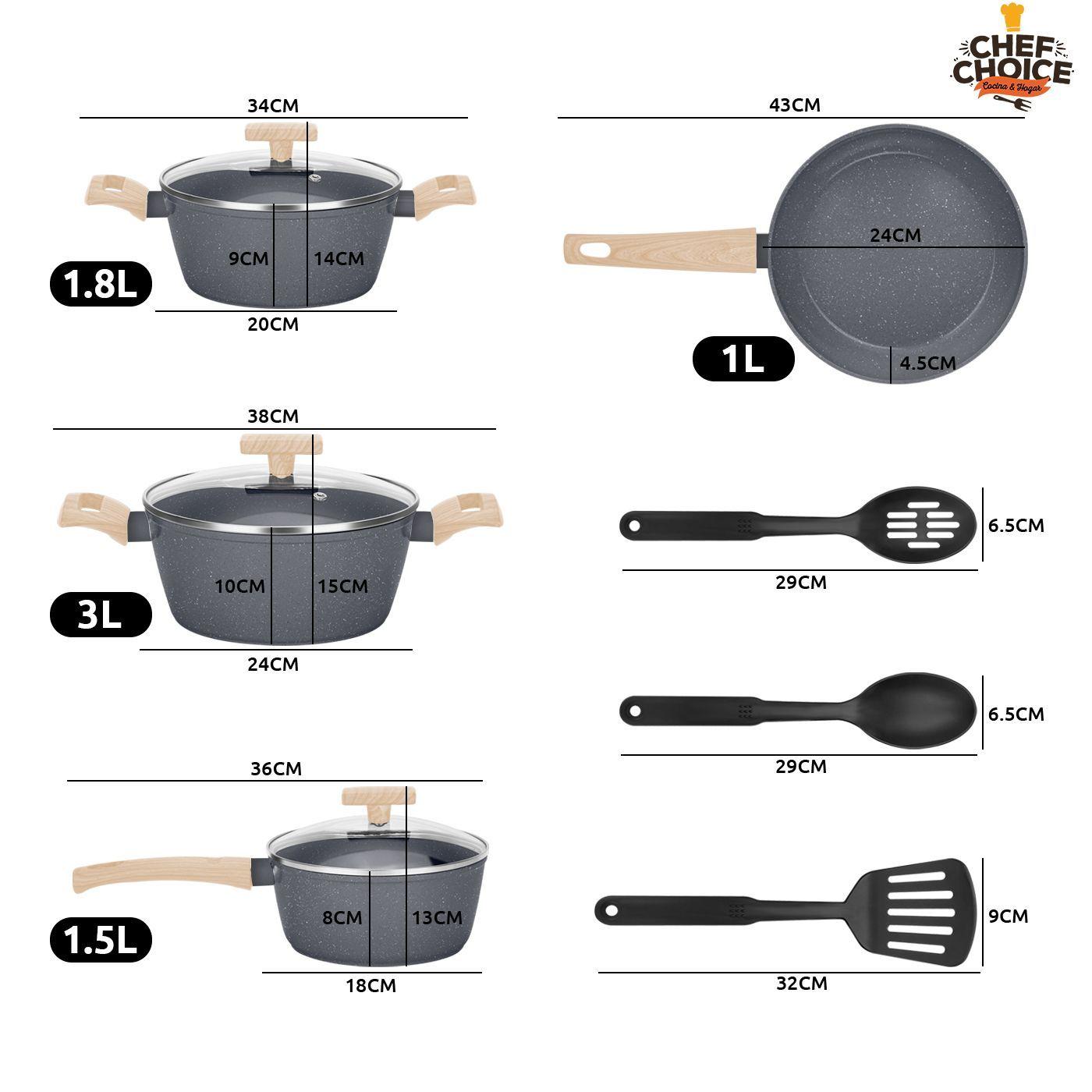 Bateria Cocina Aluminio Granito Antiadherente Cacerolas 10pcs Marengo-8