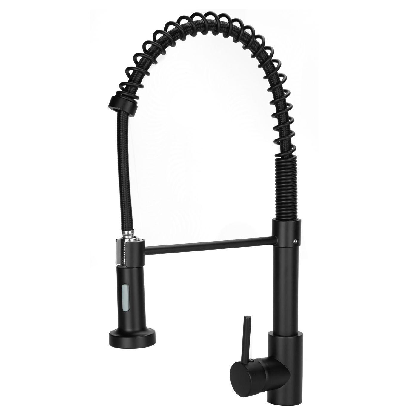 Grifo Llave Alta Monomando Cocina Rociador Flexible Negro-0