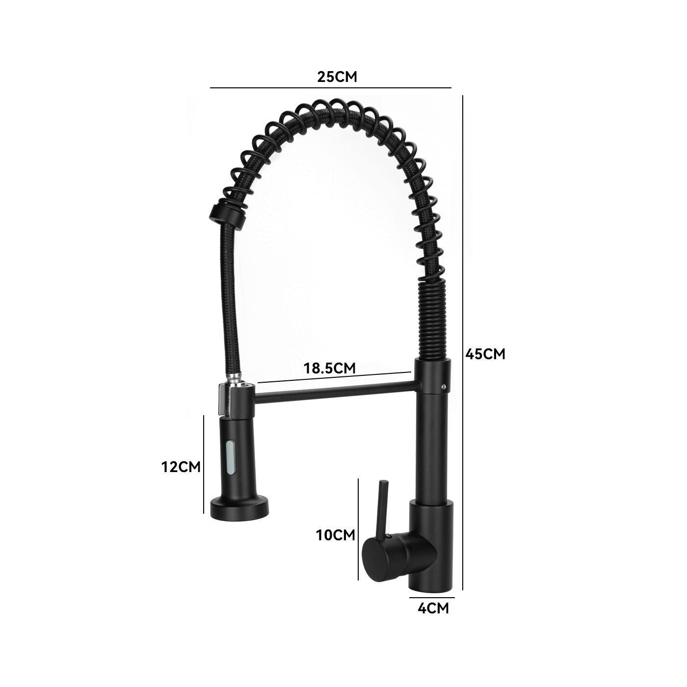 Grifo Llave Alta Monomando Cocina Rociador Flexible Negro-6