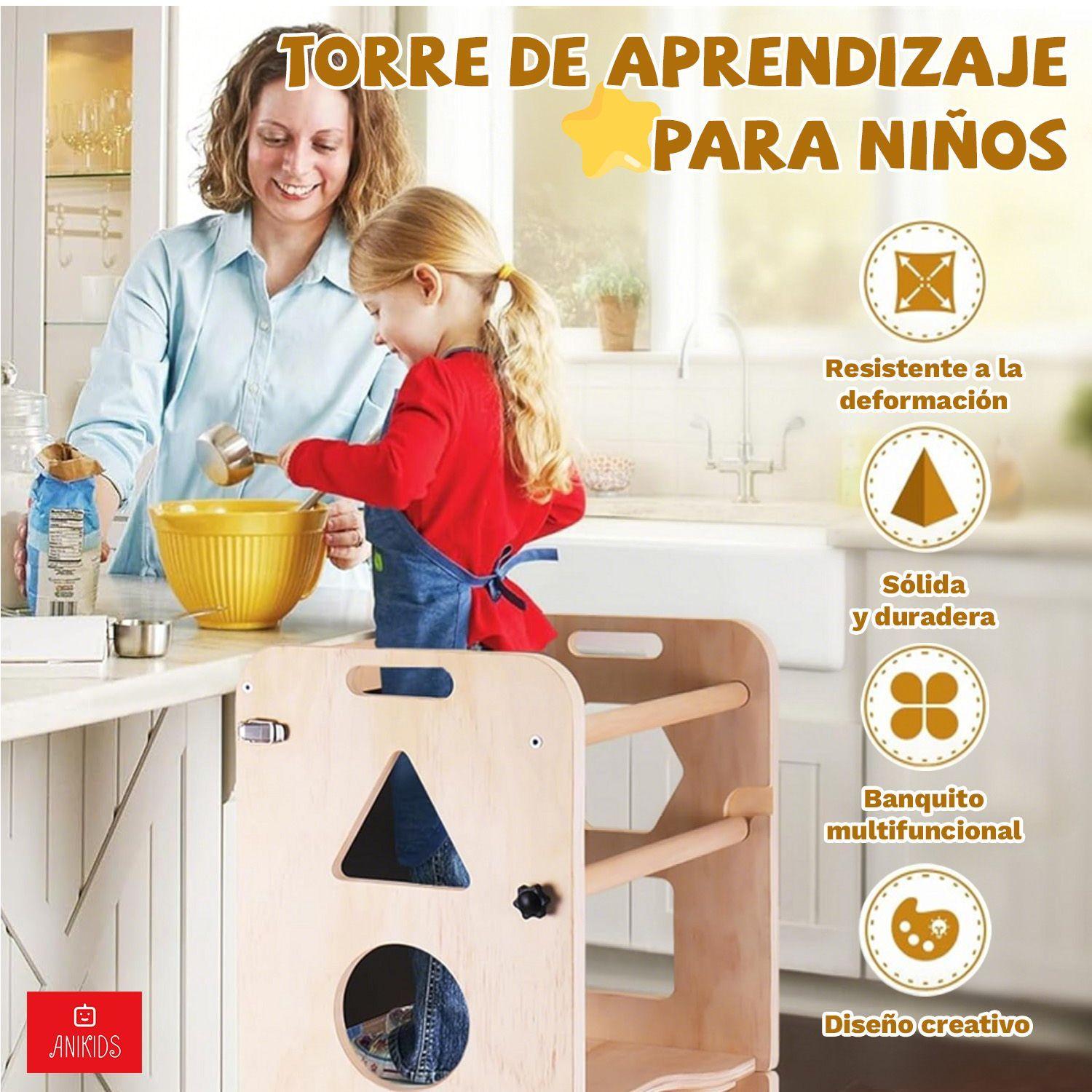 Torre De Aprendizaje Montessori 3 En 1 Plegable Con Pizarra-3