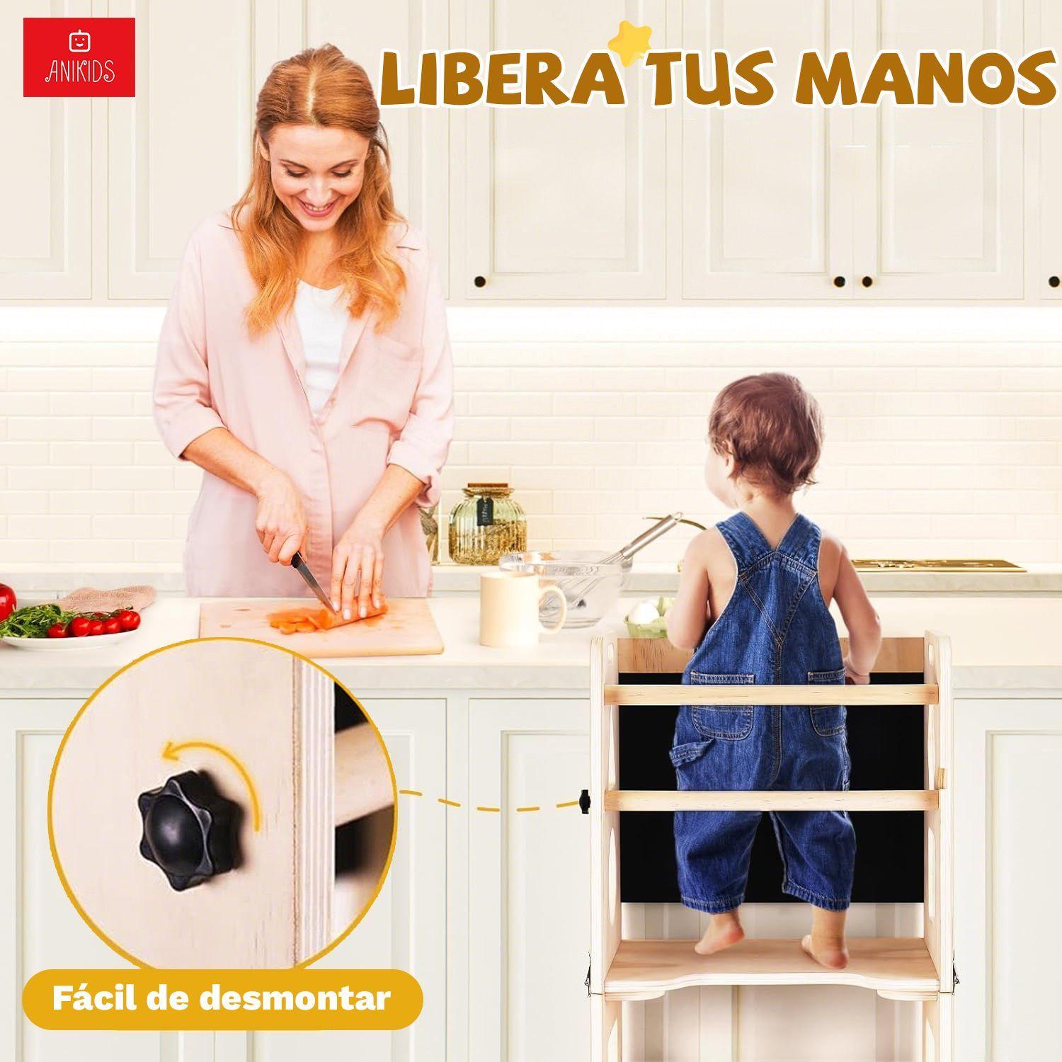 Torre De Aprendizaje Montessori 3 En 1 Plegable Con Pizarra-4