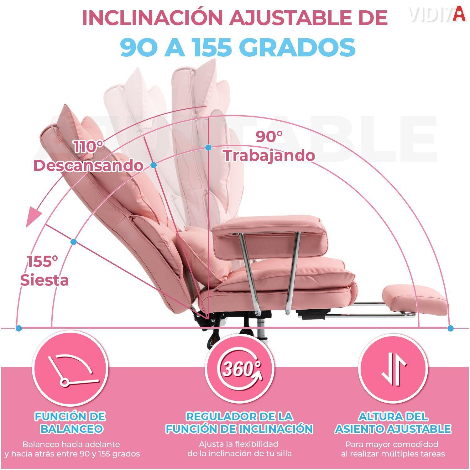 Silla Escritorio Ejecutiva Emilio Premium Oficina Pu Rosado Rosa Cuero Sint tico Marca Vidita-2